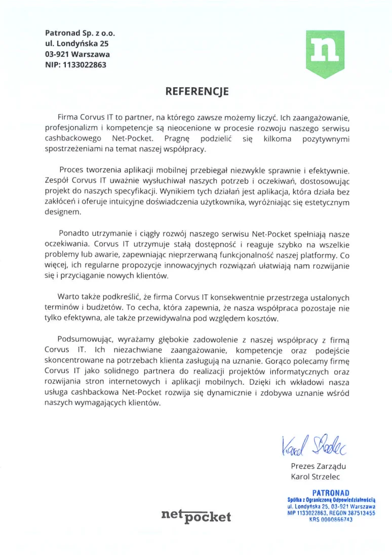 Podgląd referencji: Net-Pocket — Patronad