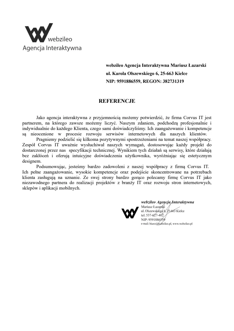 Podgląd referencji: Webzileo — Agencja Interaktywna